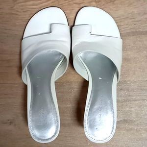 White all leather upper sandals